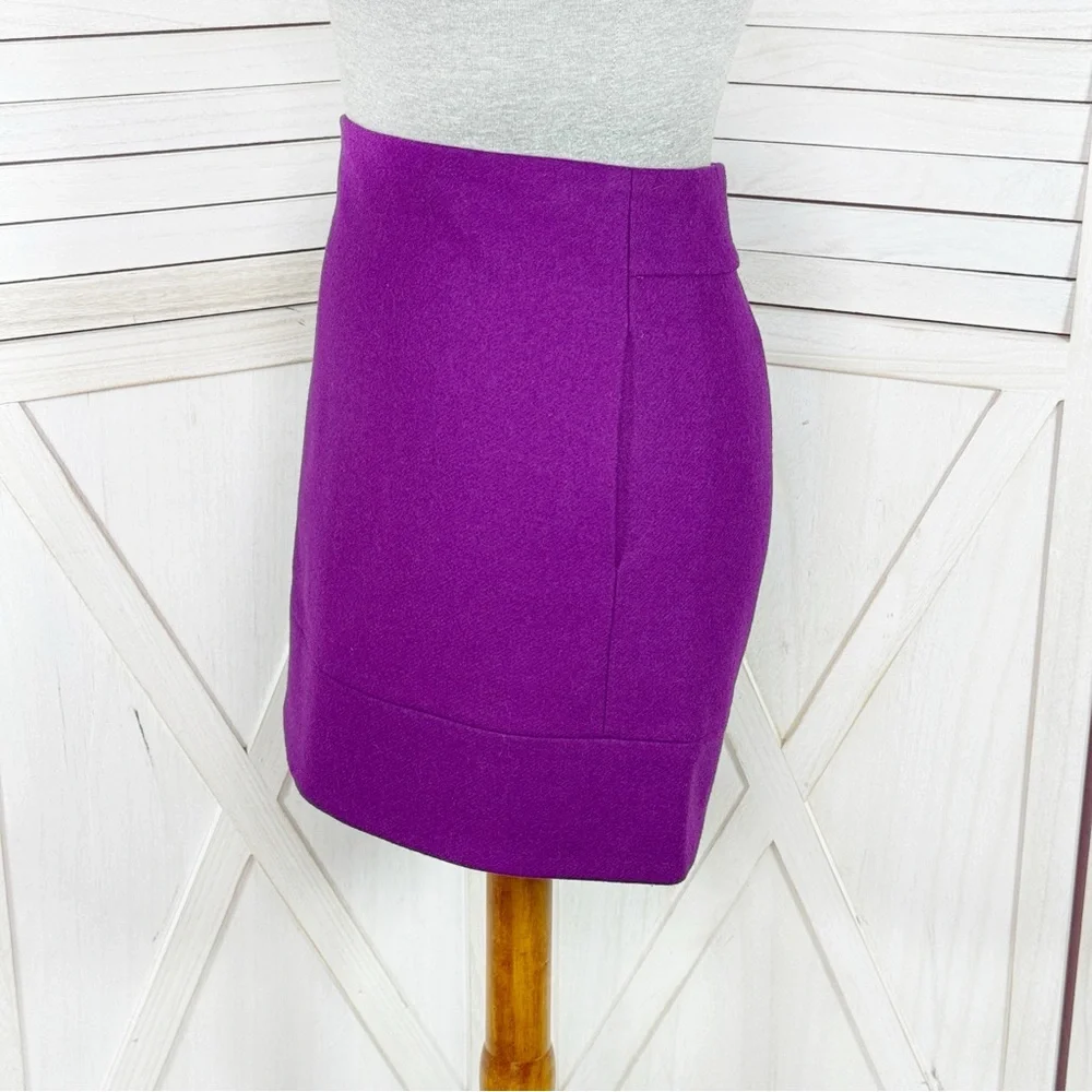 J.Crew‎ Wool Blend A Line Pencil Mini Skirt Electric Purple Size 2 - Picture 2 of 13